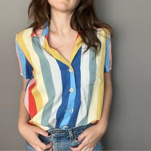 Reformation Palma button up shirt in the rainbow color way 🌈